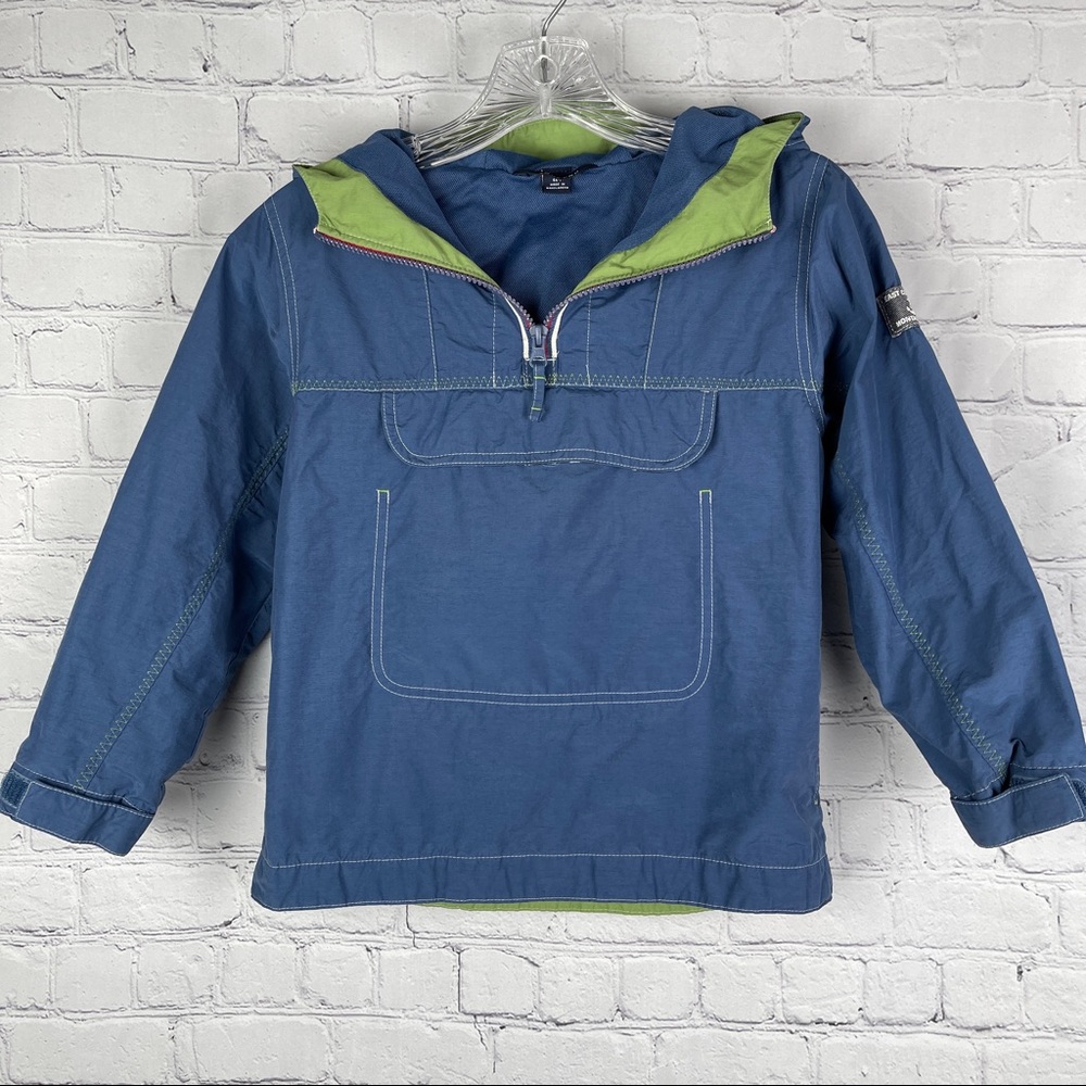 LANDS' END boys hooded zipper pullover windbreaker jacket pockets, sz L or 6X-7 - Picture 1 of 14